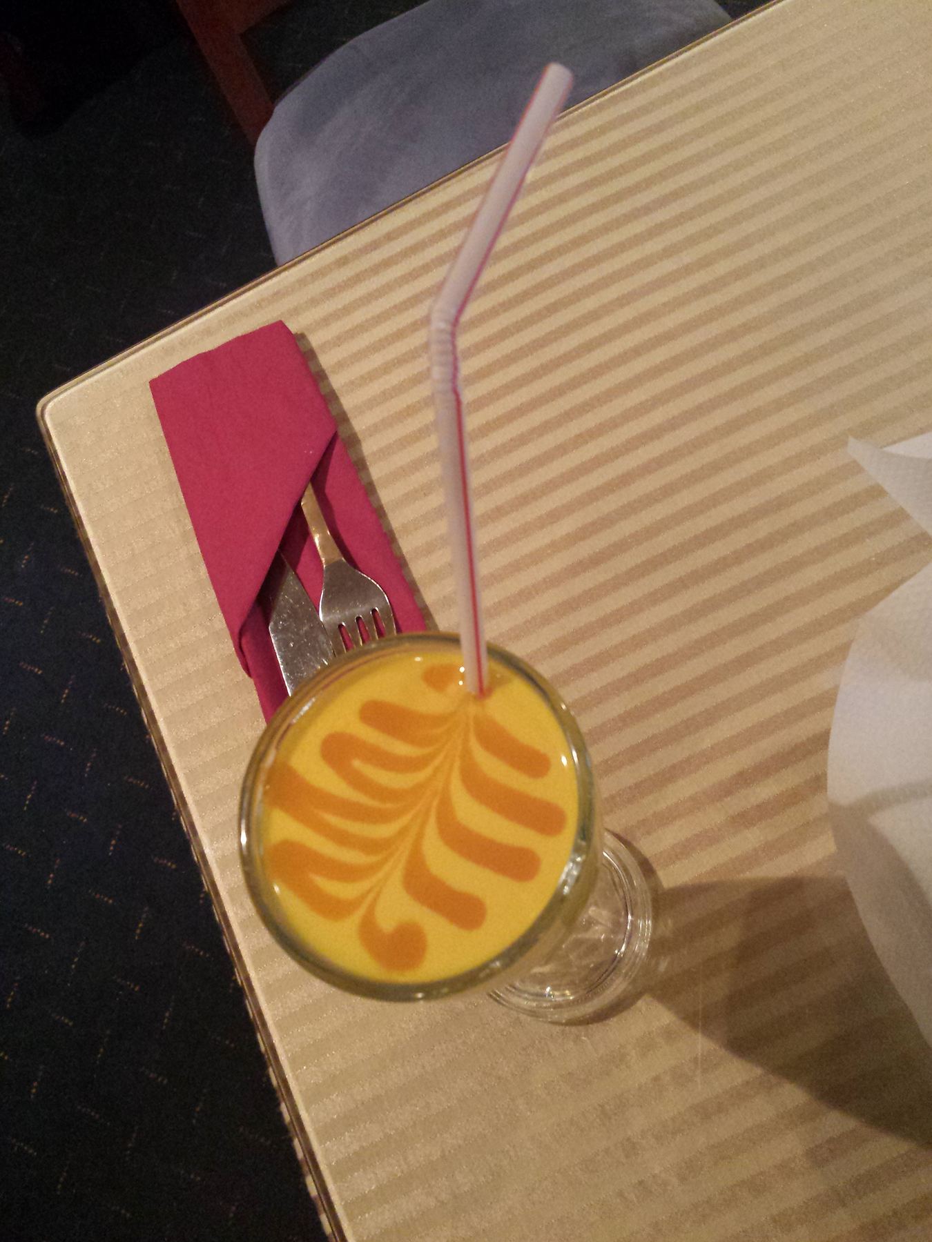 Placeholder: a glass of mango lassi